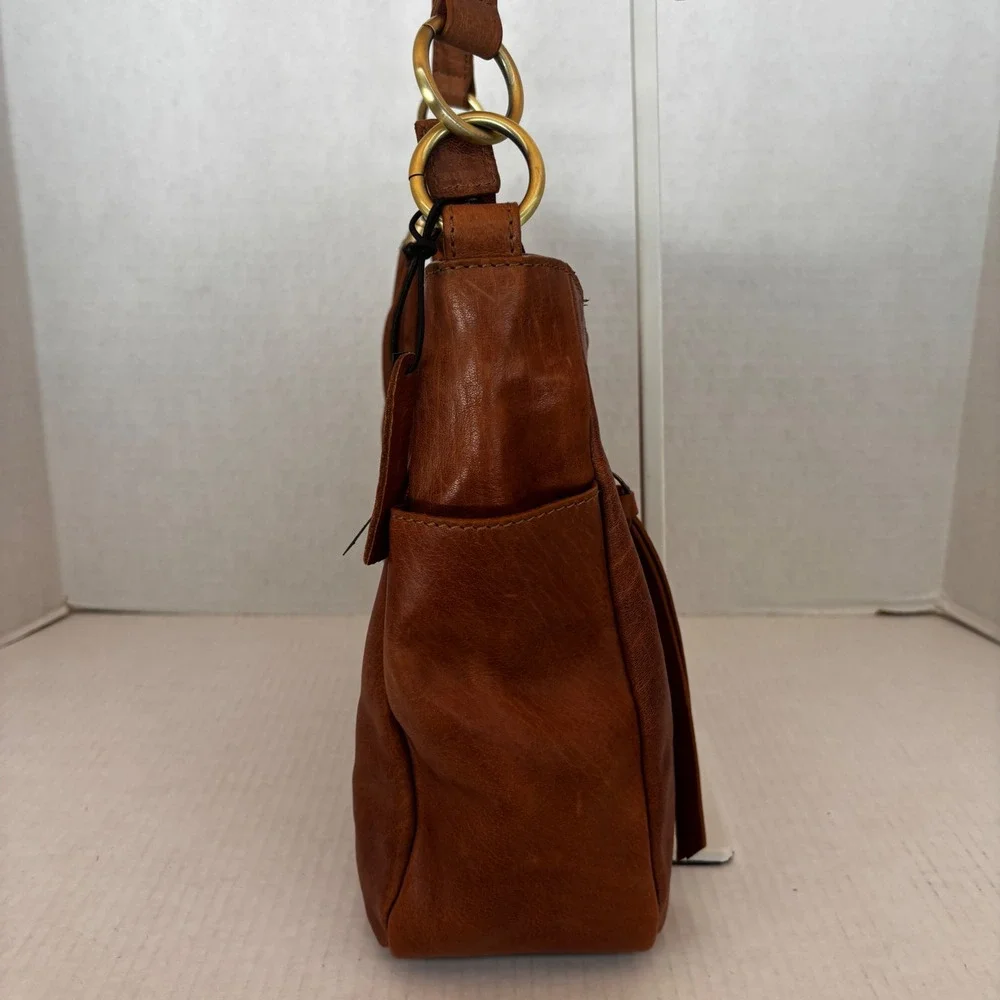 Écotorie‎ Bleu Leather Hobo Bag Women's Brown Tassel Shoulder Bag New